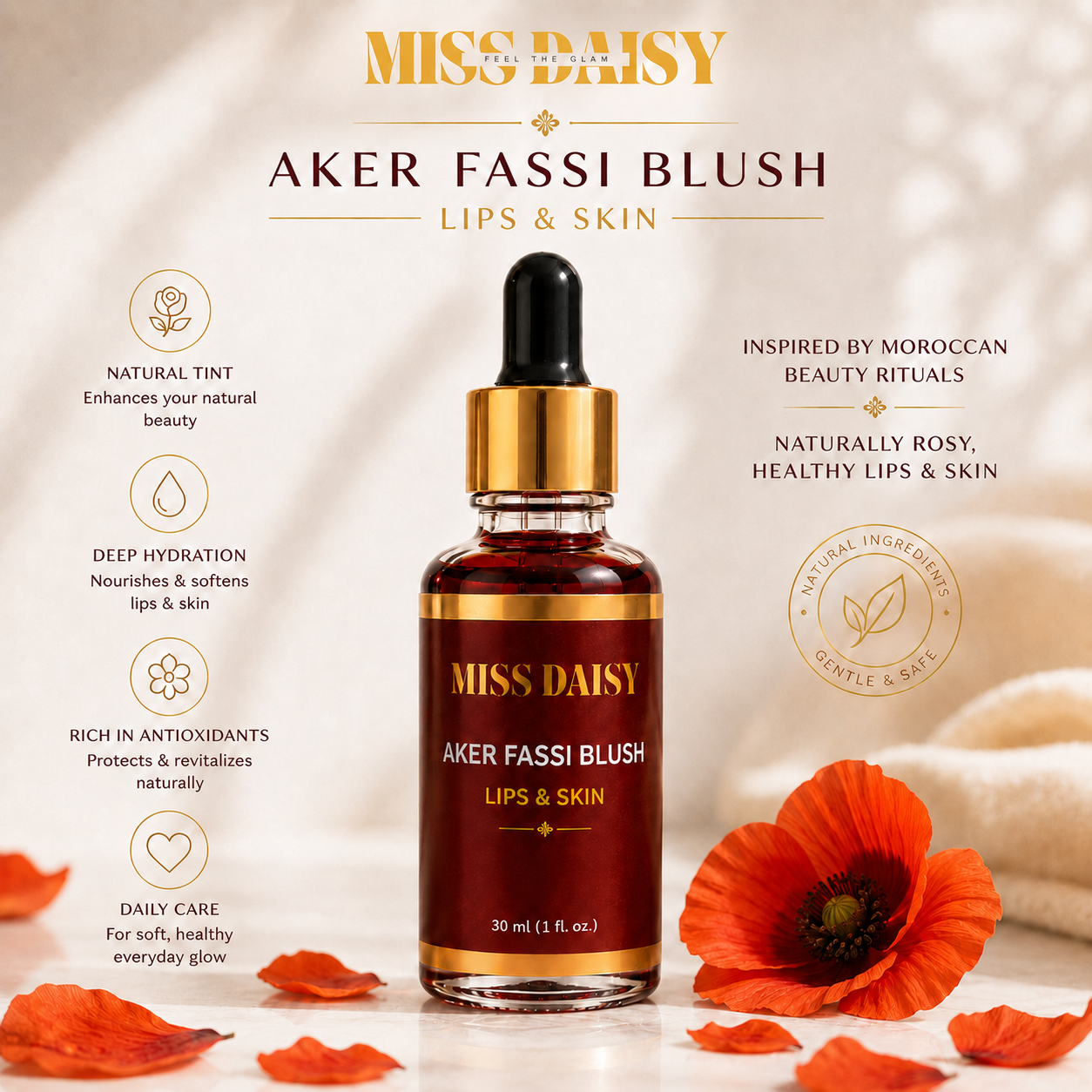 Aker Fassi Blush | Natural Lip & Cheek Tint for Lips & Skin
